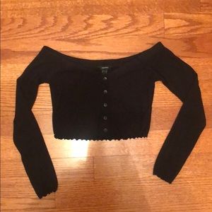 Black Button Down Crop Top